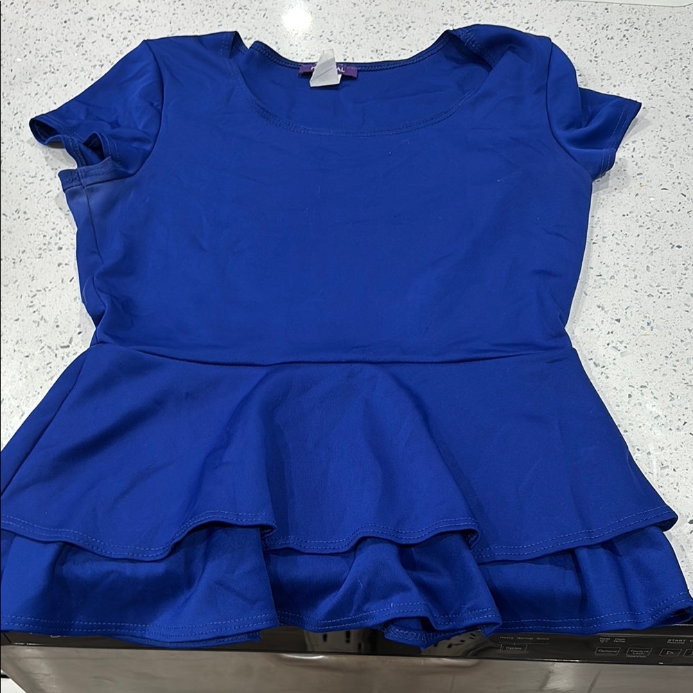 Hot Gal Royal Blue Peplum Blouse
